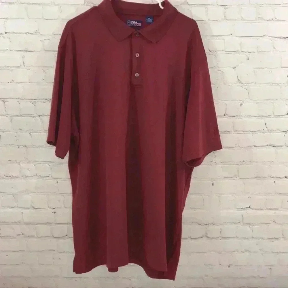PGA Tour Performance Mens Golf Shirt Burgundy XXL